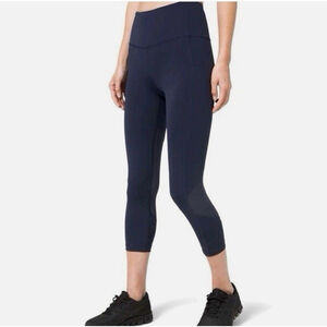 Lululemon Pace Rival Leggings Sz 4 Blue Cropped Running Pockets Gym Gorpcore EUC